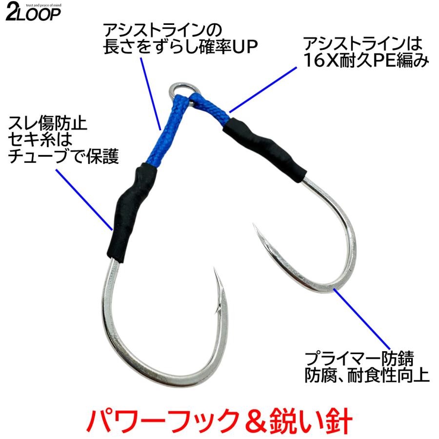 アシストフック ダブル 2個1セット BLUE＆BLACK ジギング 釣り 青物 根魚 ジグ ライト LJ 【サイズ選択】 |  | 02