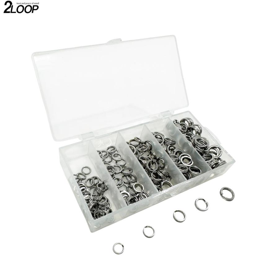 平打ち仕上がりで強い スプリットリング ステンレスで錆びに強い 5サイズ ×40 200個セット ケース付き 5mm 6mm 7mm 8mm 9mm |  | 06