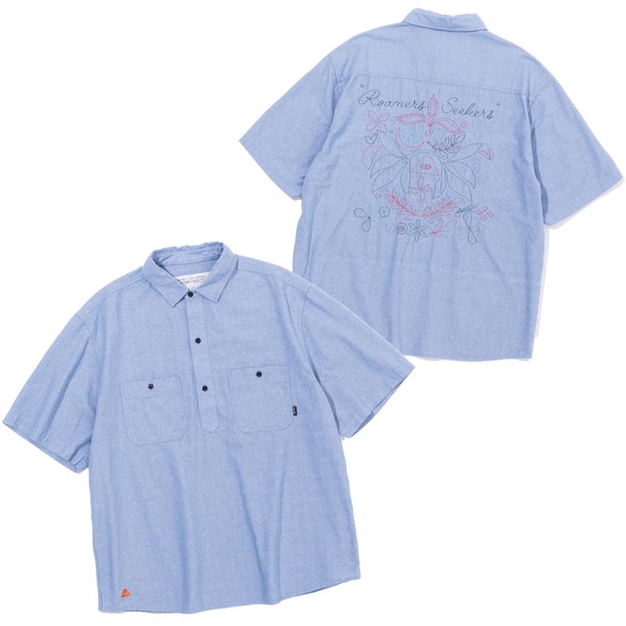 POLeR ポーラー 半袖 シャツ EMB CHAMBRAY S/S RELAX PULLOVER SHIRT 刺繍 シャンブレー リラックス プルオーバー｜2m50cm｜08