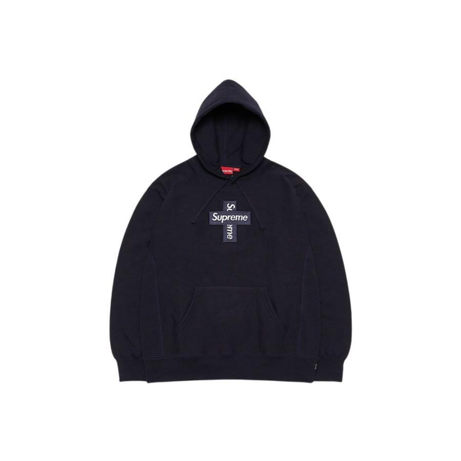 全国総量無料で Hooded Logo Box Cross Supreme Sweatshirt M Navy パーカー