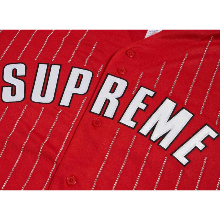 最大86%OFFクーポン Supreme Rhinestone Stripe Red M Baseball Jersey
