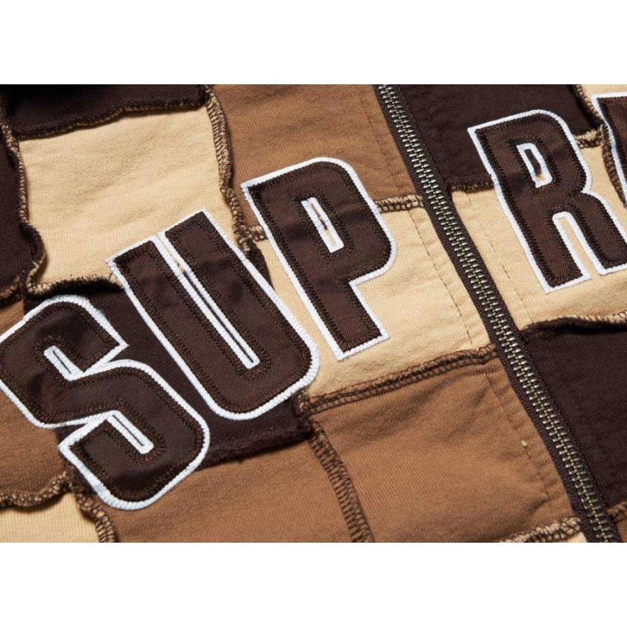 Supreme Reverse Patchwork Zip Up Hooded Sweatshirt Brown XL - 1