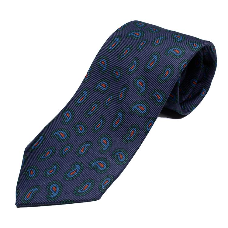 ドレイクス Drake's ネクタイ ネイビー小紋 ドレイクスDrake's