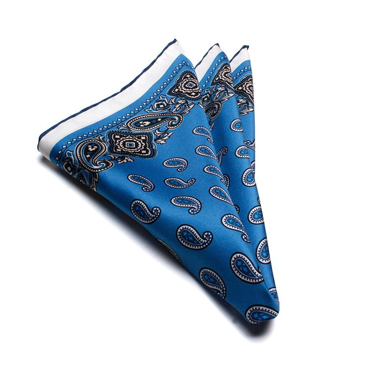 FRANCO BASSI　フランコバッシ　ポケットチーフ　正規取扱店　FRANCO BASSI-8075-1　ブルーペイズリー柄 | FRANCO BASSI