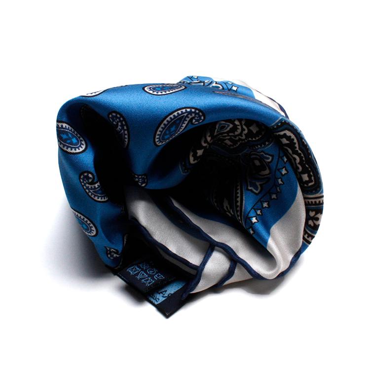 FRANCO BASSI　フランコバッシ　ポケットチーフ　正規取扱店　FRANCO BASSI-8075-1　ブルーペイズリー柄 | FRANCO BASSI | 01