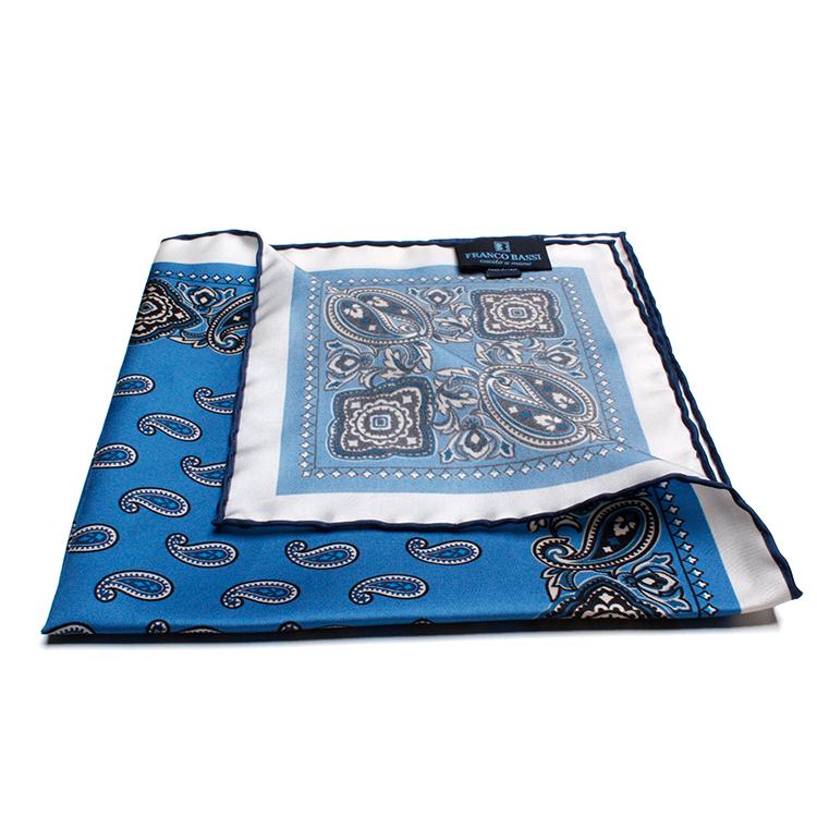 FRANCO BASSI　フランコバッシ　ポケットチーフ　正規取扱店　FRANCO BASSI-8075-1　ブルーペイズリー柄 | FRANCO BASSI | 03