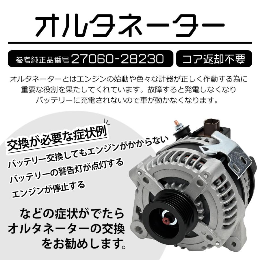オルタネーター リビルト 27060-28160 ヴォクシー AZR60G 保証付