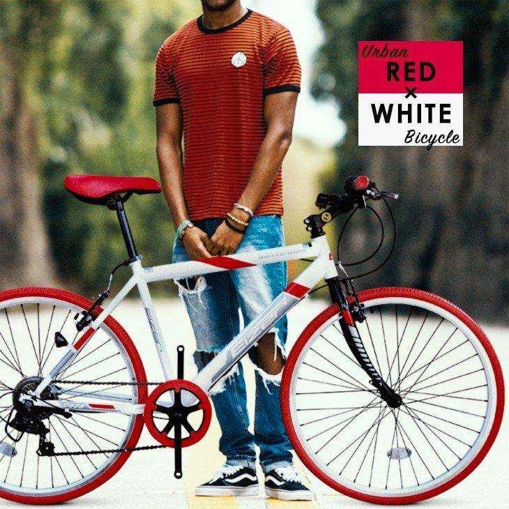 クロスバイク 初心者 自転車 ホワイト 赤 ブルー ブラック 26インチ おしゃれ 女性用にも シマノ7段変速 速い 通勤 通学 Eizer C808 Hikeman 通販 Yahoo ショッピング