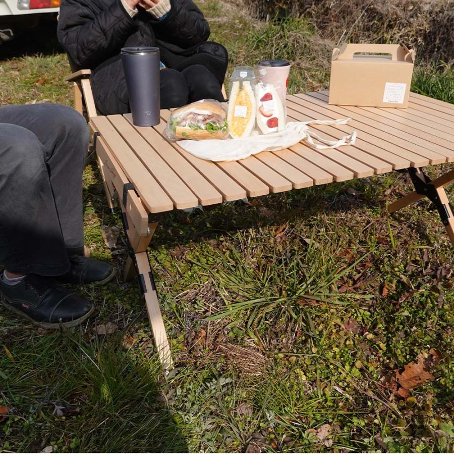 EIZER CAMP ウッドロールトップテーブル 収納袋付き 天然木