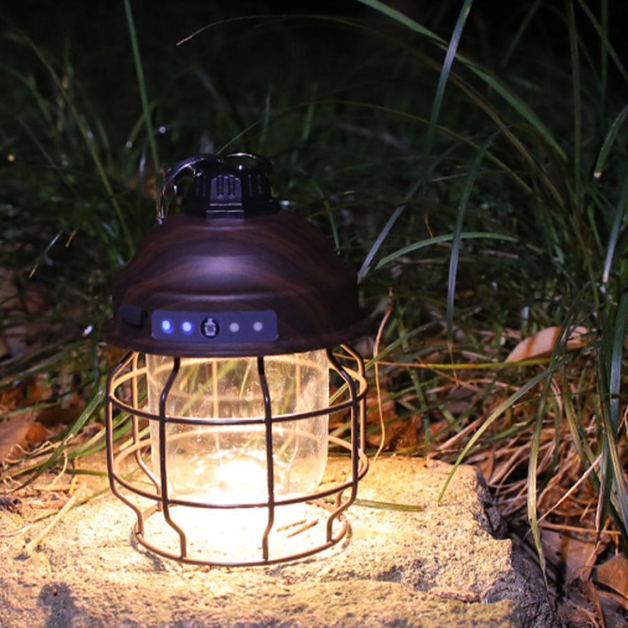 レトロキャンプランタン アウトドアLEDランプ 防水・大容量バッテリー付き ランタンLED レトロ 充電式 3600mAh Type-C キャンプ アウトドア