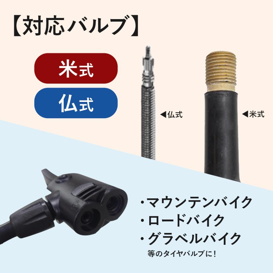 Tols 自転車 空気入れ 仏式 米式 160psi ゲージ付き LEXIA PRO フロア