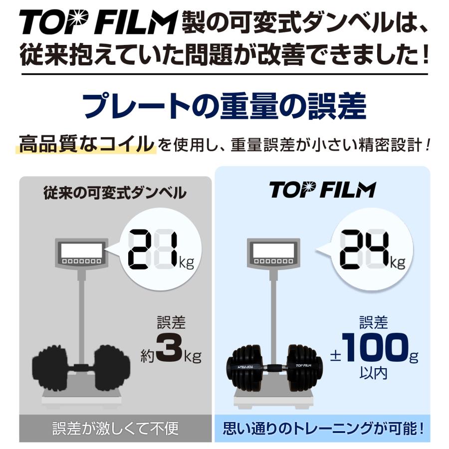 TOP FILM ダンベル 可変式 24kg 重量調節 15段階調節 可変式ダンベル