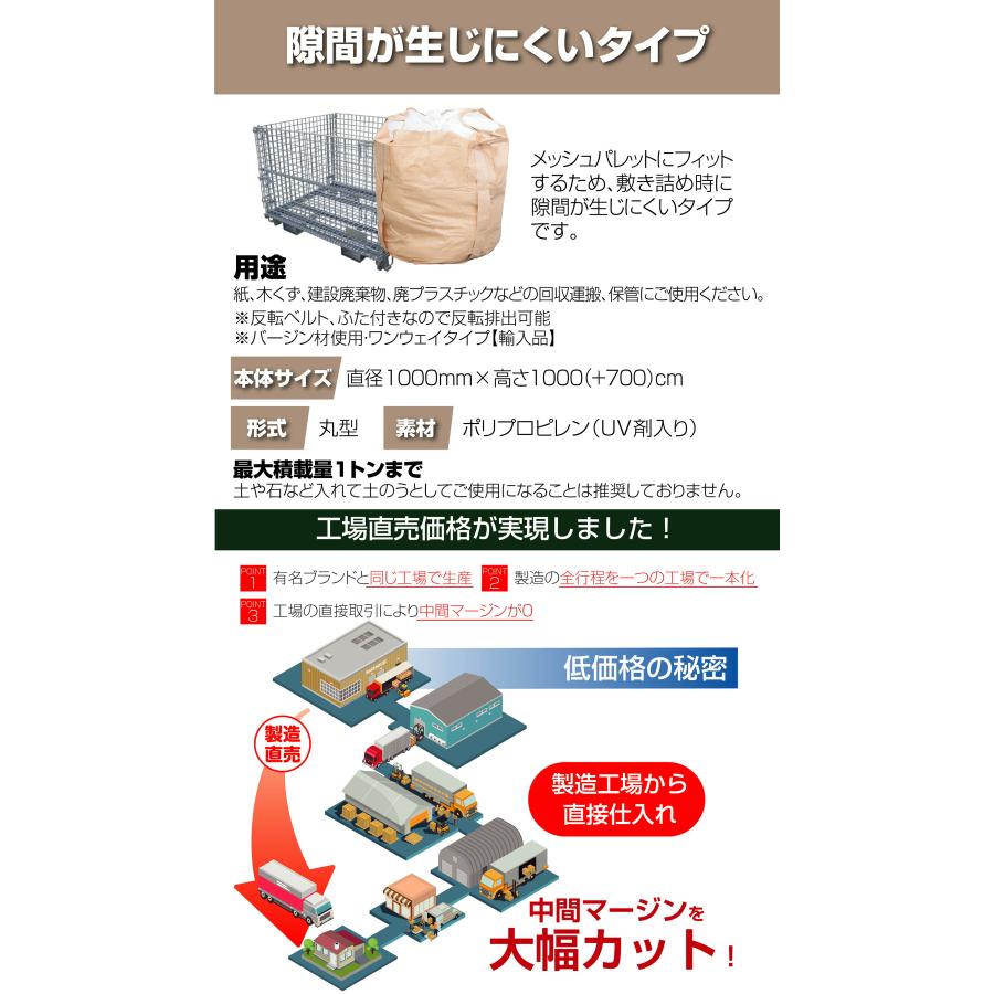 フレコンバッグ コンテナバッグ フレコンバック トン袋 t袋 1t 丸型 バージン材使用 30枚 運搬 送料無料 ONE STEP | ONE STEP | 06