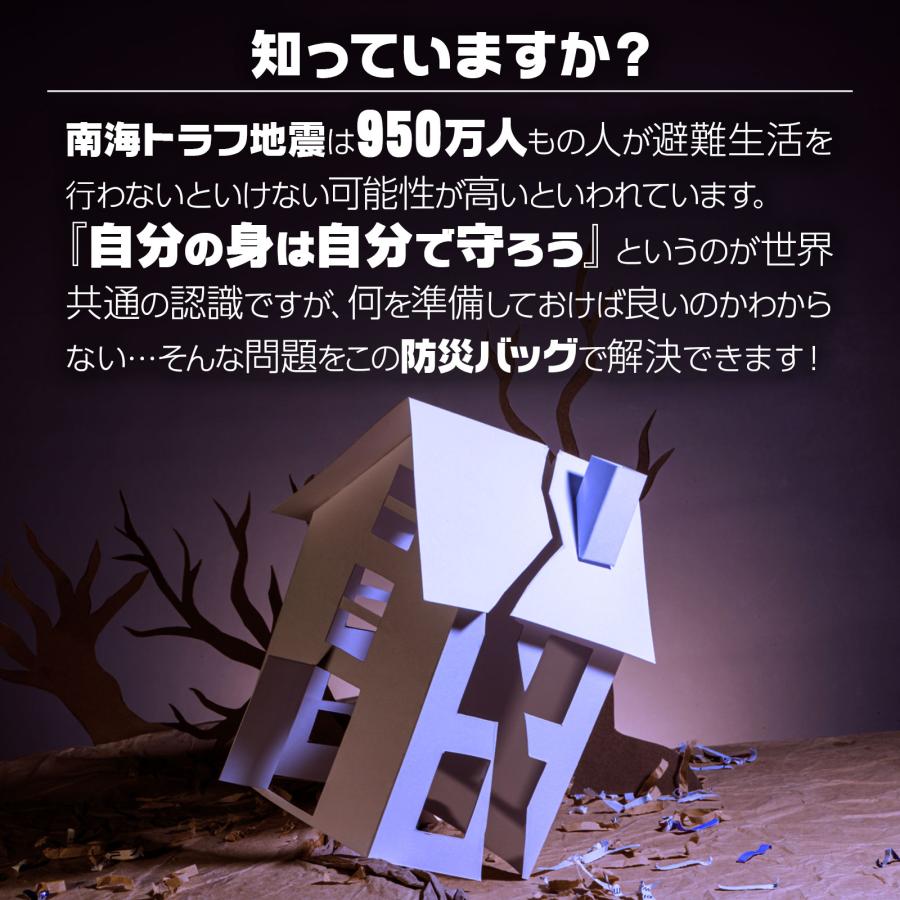 防災バッグ 51点セット 27L 1人用 非常時 食料品 衛生用品 照明