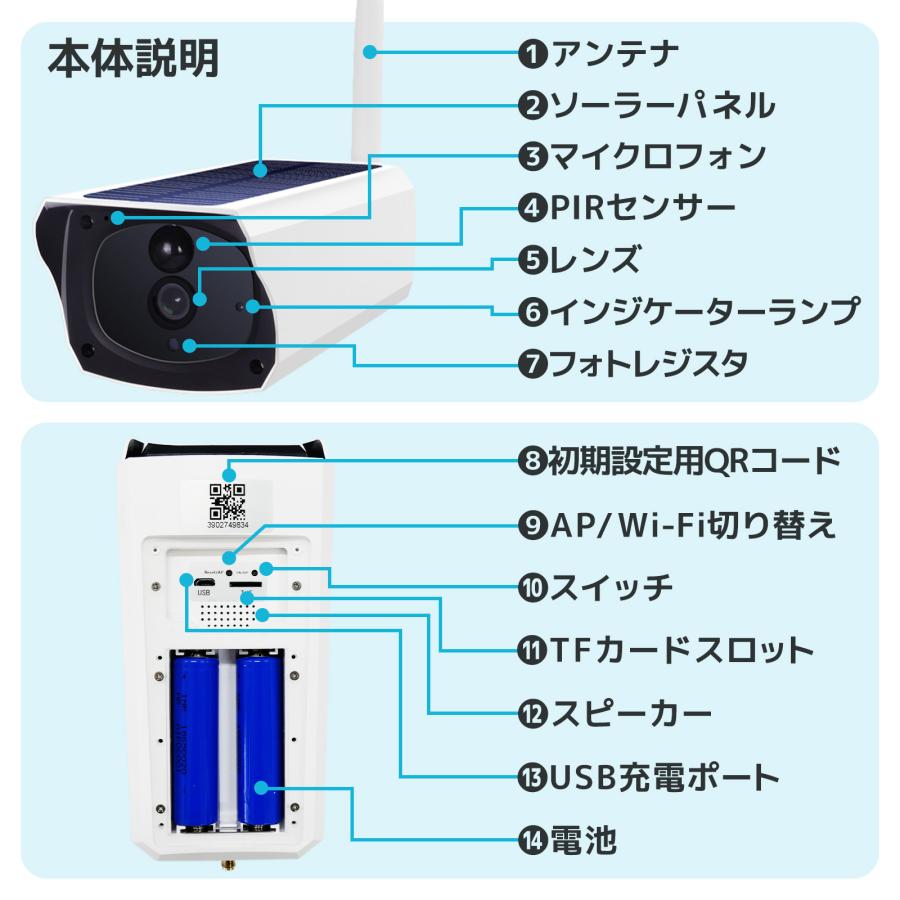 ONE STEP 防犯カメラ 監視カメラ 屋外 家庭用 wifi 小型 ソーラー 無線
