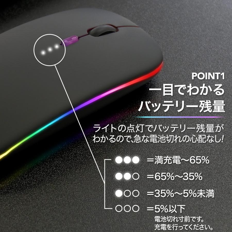 マウス 無線 ワイヤレスマウス bluetooth 静音 充電式 usb 薄型 左右対称 軽量 光学式 爆買 ONE STEP | ONE STEP | 04