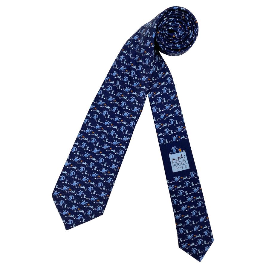 HERMES ネクタイ　ブルー HERMES（エルメス） 【新品】エルメス ネクタイ ツイルタイ 7cm