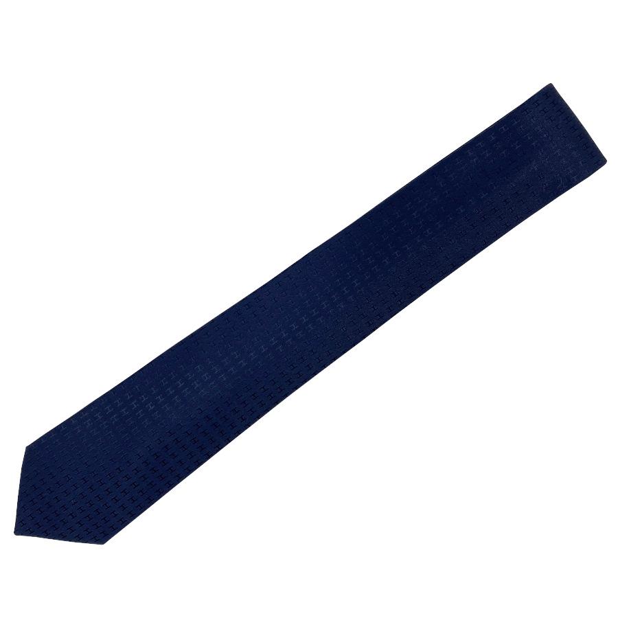 国内完売商品【新品】エルメス HERMES ネクタイ シルクツイルタイ 7CM《FACONNEE H》ネイビー ブルー 総柄 ロゴ H柄 プレゼント ギフト メンズ 男性 H030289T 11の画像