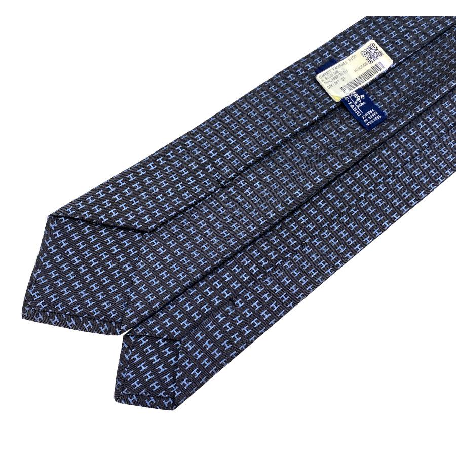 極美品✨エルメス ファソネ H織りタイ バイカラー 8CM タラサ／ブルー HERMES 【新品】エルメス ネクタイ H織りタイ バイカラー