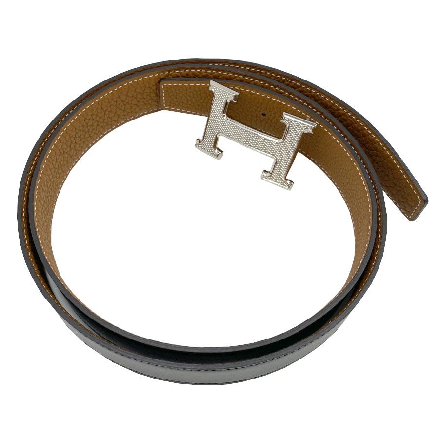 HERMES ホワイト　レザー ベルト Hバックル HERMES - HERMES エルメス ベルト バックル Hロゴ ダイヤ □O刻