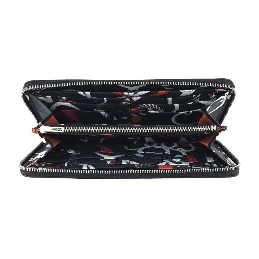 エルメス アザップ シルクイン ロング 財布 黒色 アザップ ジップ ジッピー エルメス アザップ シルクイン ロング ブラック/ カシス ヴォー