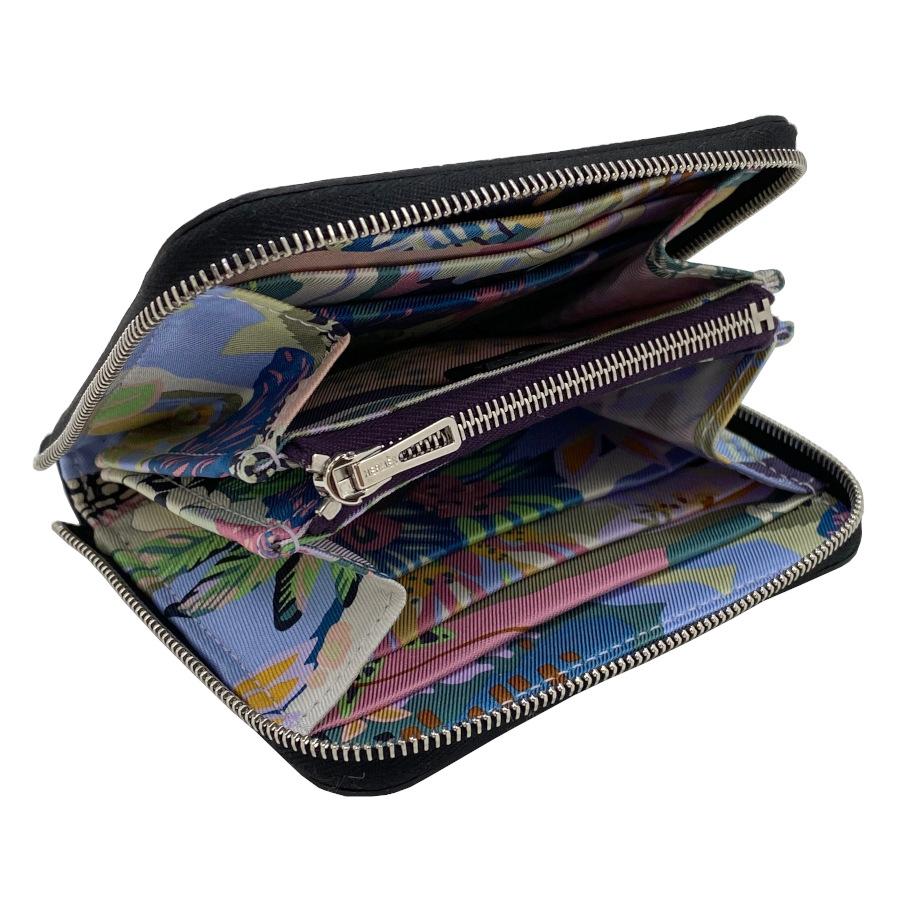 希少 レア【新品】K刻印（2025年製造）エルメス HERMES アザップ シルクイン コンパクト エプソン NOIR /ノワール シルバー金具 犬柄 DOG 花柄 H084266CKAJの画像