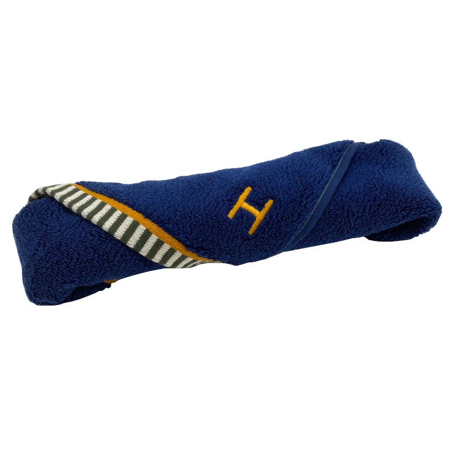 【新品】エルメス HERMES タオル カレ・タオル《 ヴィス・ヴェルサ 》マリン / タン コットン ネイビー 紺 ブルー 青 ハンドタオル ハンカチ ギフト H103847M 01の画像