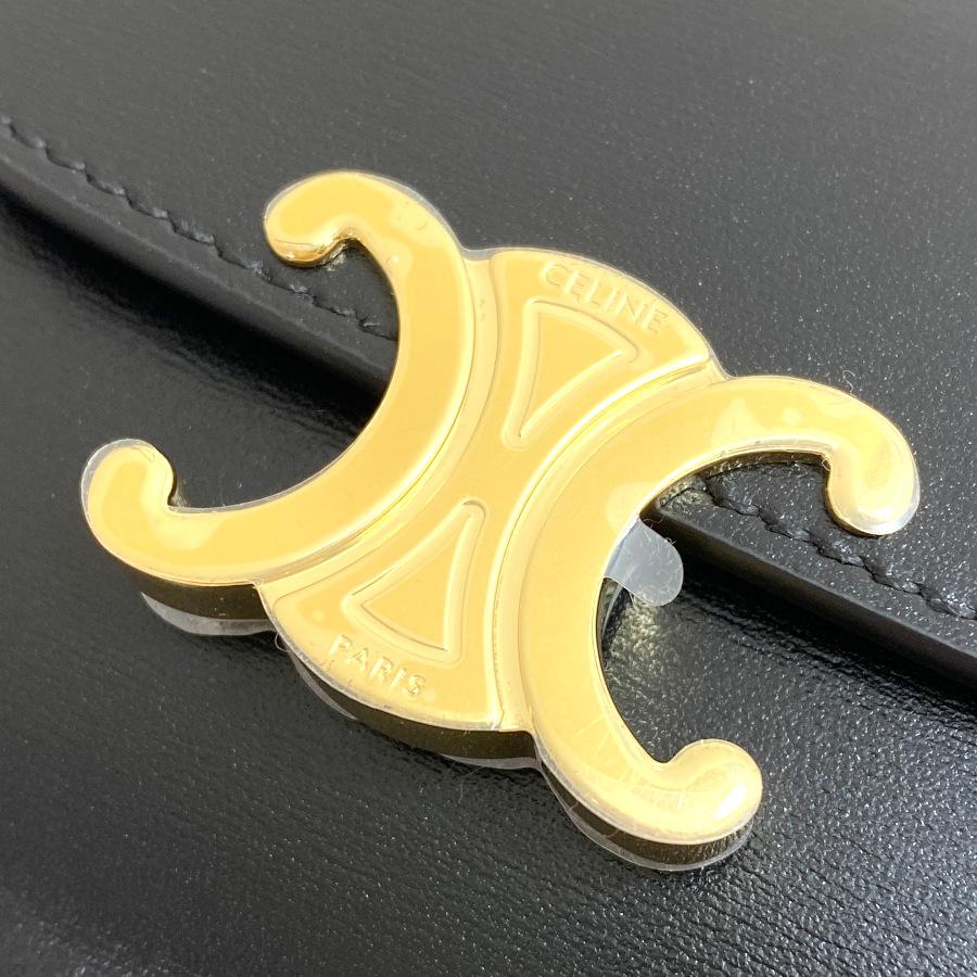 【新品】セリーヌ CELINE 折り財布 スモール フラップウォレット トリオンフ シャイニーカーフスキン ゴールド金具 ブラック 黒 10D783DPV.38NO | CELINE | 08