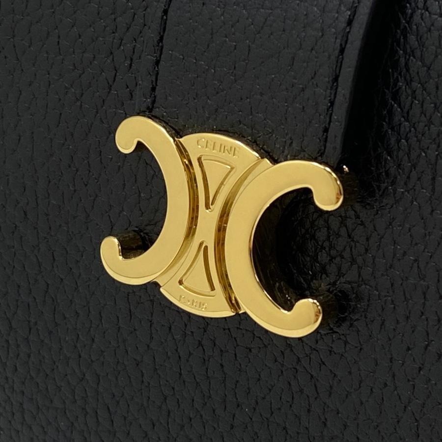 【新品】セリーヌ CELINE 折り財布 ファイン ストラップウォレット ニノ サプルグレインドカーフスキン ゴールド金具 ブラック 黒 10M963GHH.38NOの画像