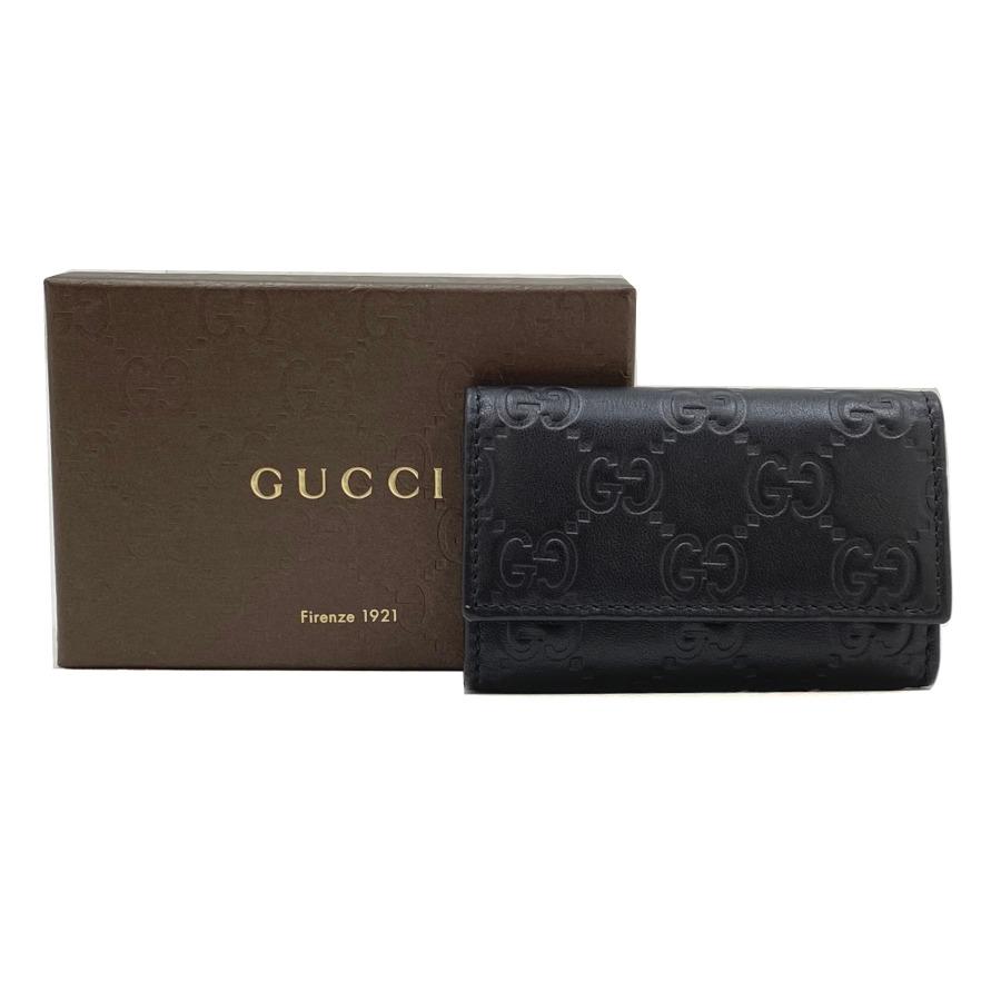 グッチ GUCCI キーケース 6連 キーホルダー グッチシマ GG柄 レザー ブラック 138093 A0V1G 1000