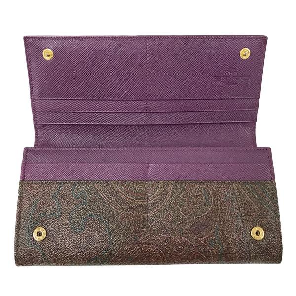 ETRO（エトロ） 長財布 二つ折り財布 ペイズリー柄 パープル ブラウン 