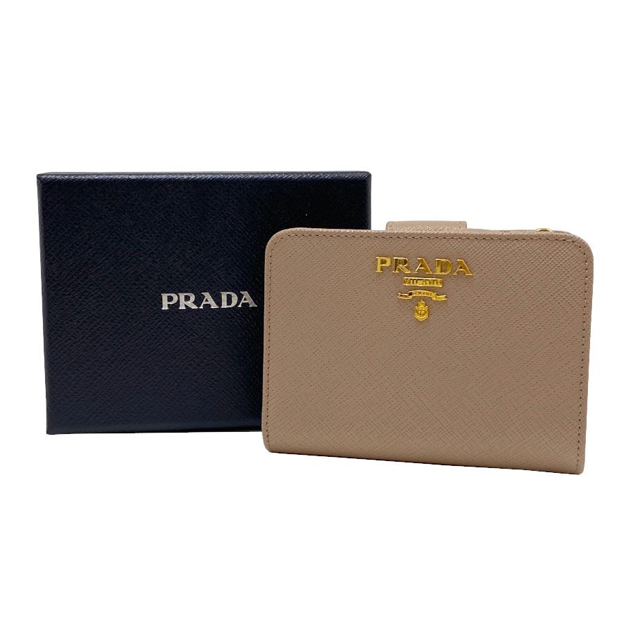 PRADA サフィアーノレザー 二つ折り財布 ベージュ PRADA サフィアーノレザー 二つ折り財布 ベージュ