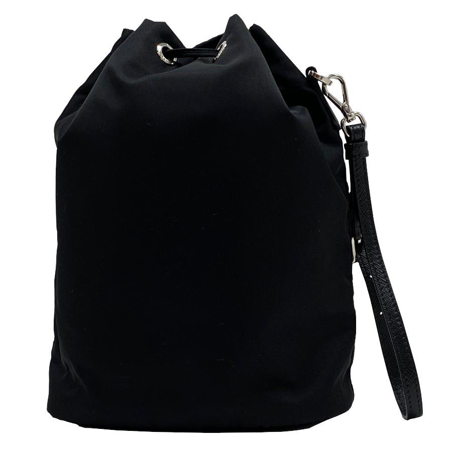 【K】PRADA 黒 ドローストリングバッグ　巾着 美品・箱付】プラダ ソフトレザー ドローストリングバッグ 巾着
