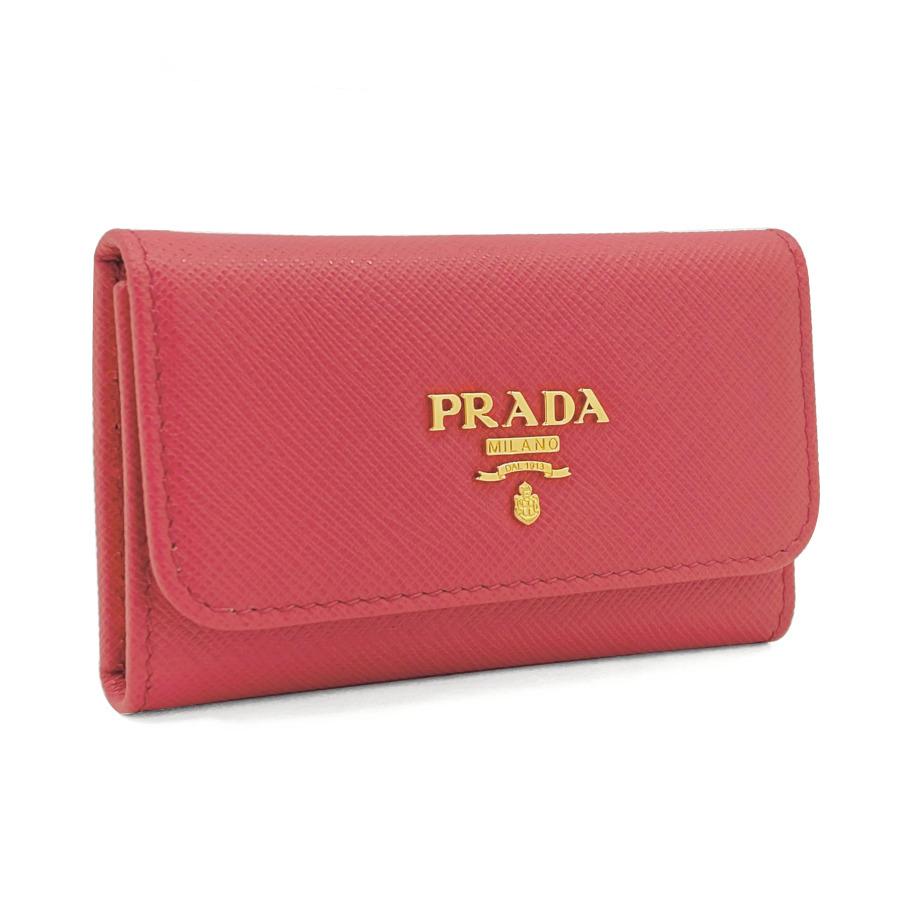 PRADA プラダ キーケース 6連 ピンク 4119 PRADAおリボン♪レザーキーケース6連♪ピンクバイカラー (PRADA