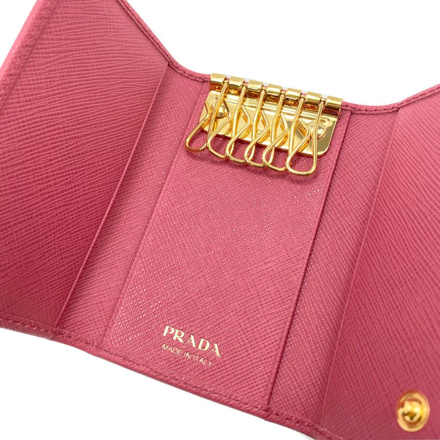 PRADA プラダ キーケース 6連 ピンク 4119 PRADAおリボン♪レザーキーケース6連♪ピンクバイカラー (PRADA