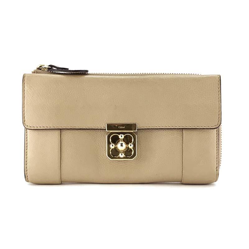 Chloe クロエ 長財布 L字ファスナー エルシー ELSIE レザー ベージュ  