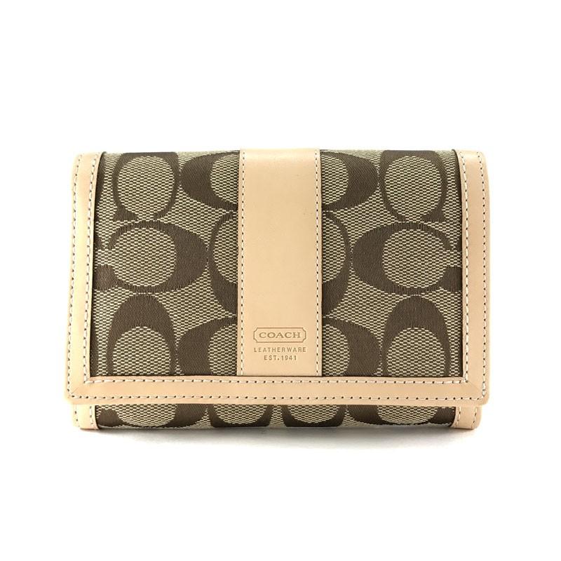 コーチ 財布 Coach 二つ折り パーク シグネチャー キャンバス レザー ベージュ F 2h 2nd Hands 通販 Yahoo ショッピング
