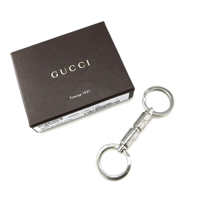 グッチ キーホルダー GUCCI キーリング GG柄 メタル シルバー 256603