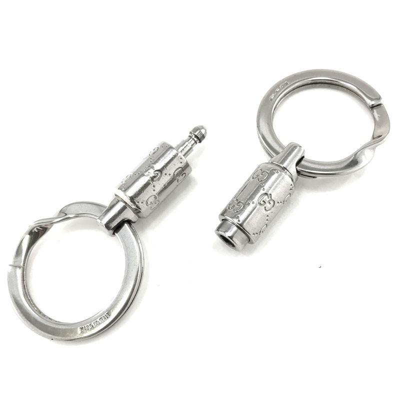 GUCCI グッチ キーホルダー キーリング GG柄 メタル シルバー 256603  