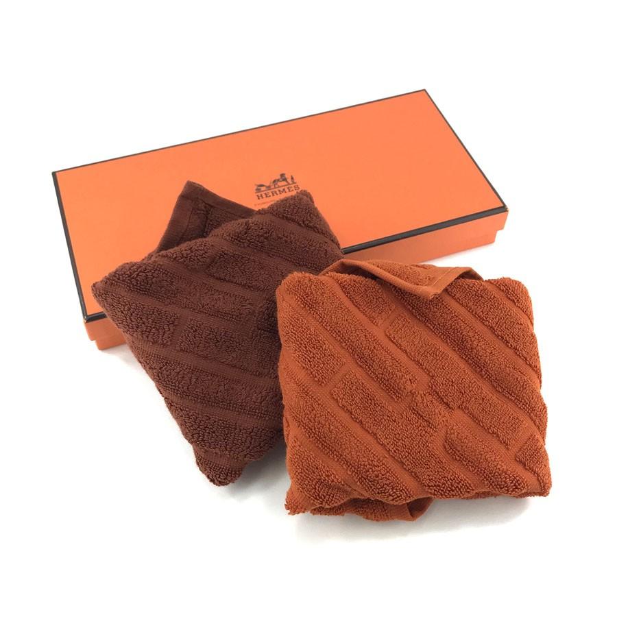 エルメス HERMES タオル 2枚セット ラビリンス ハンドタオル コットン  