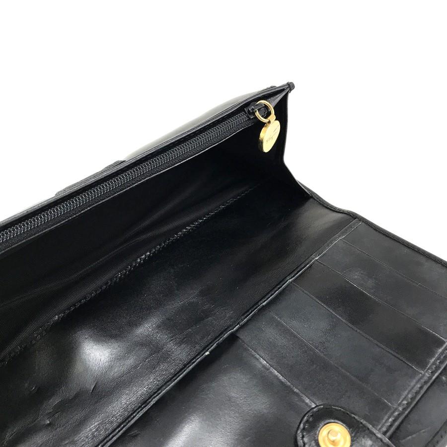 【美品】サルヴァトーレフェラガモ　ブラックリボン　長財布　二つ折り　レザー サルヴァトーレフェラガモ Salvatore Ferragamo 二つ折り長財布