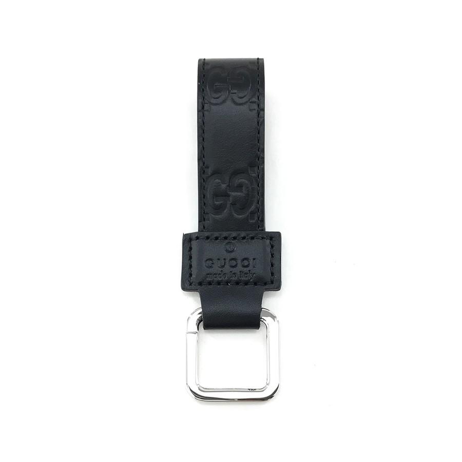 GUCCI（グッチ） キーホルダー キーリング グッチシマ レザー ブラック