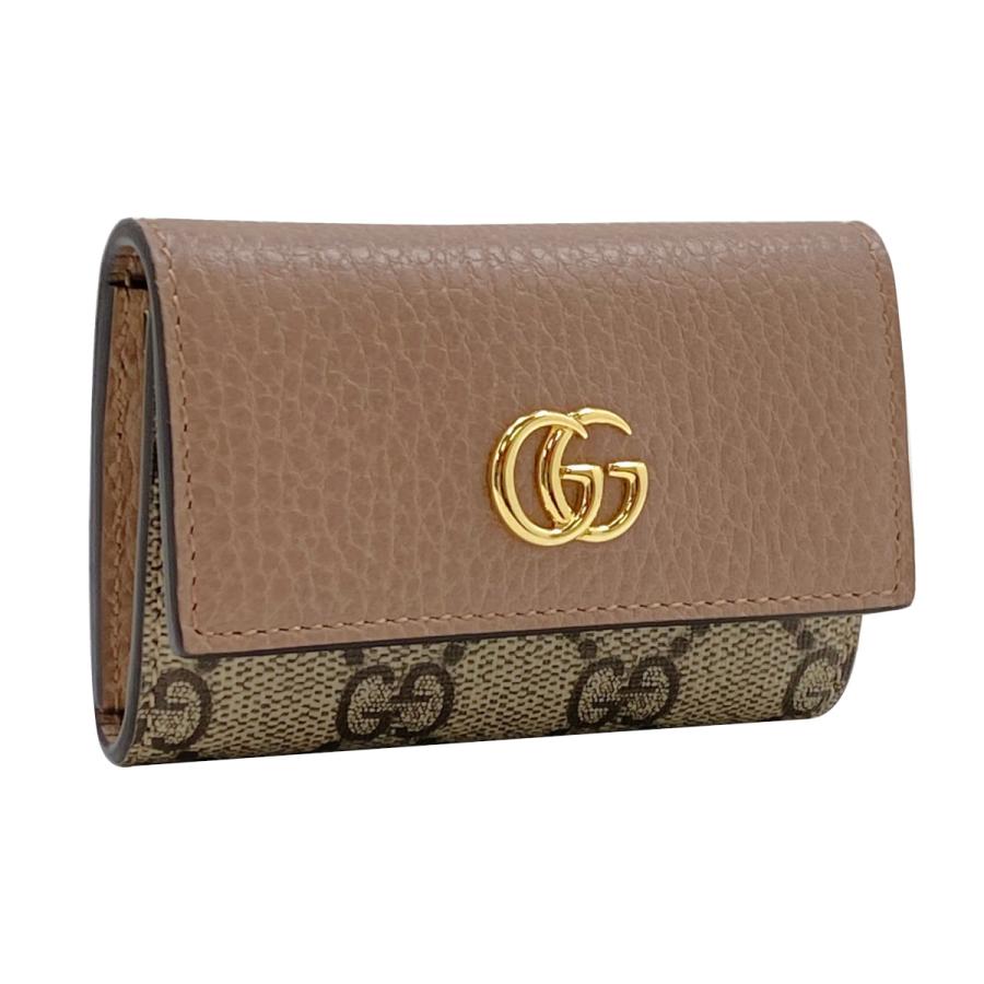 美品 グッチ キーケース 6連 GG マーモント GGスプリーム ダスティピンク GUCCI 【新品】グッチ キーケース 6連 GGスプリーム レザー