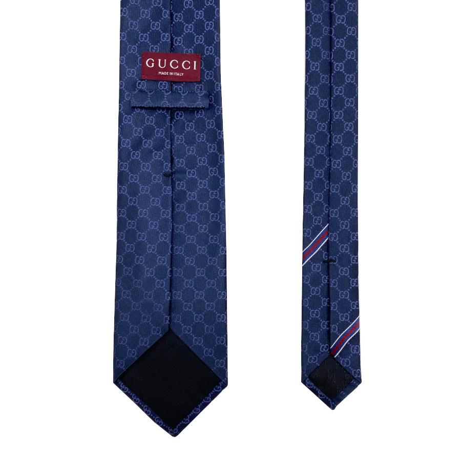 GUCCI ネイビー シルク ネクタイ GUCCI（グッチ） 【新品】グッチ ネクタイ シルクタイ 8CM GGシルク