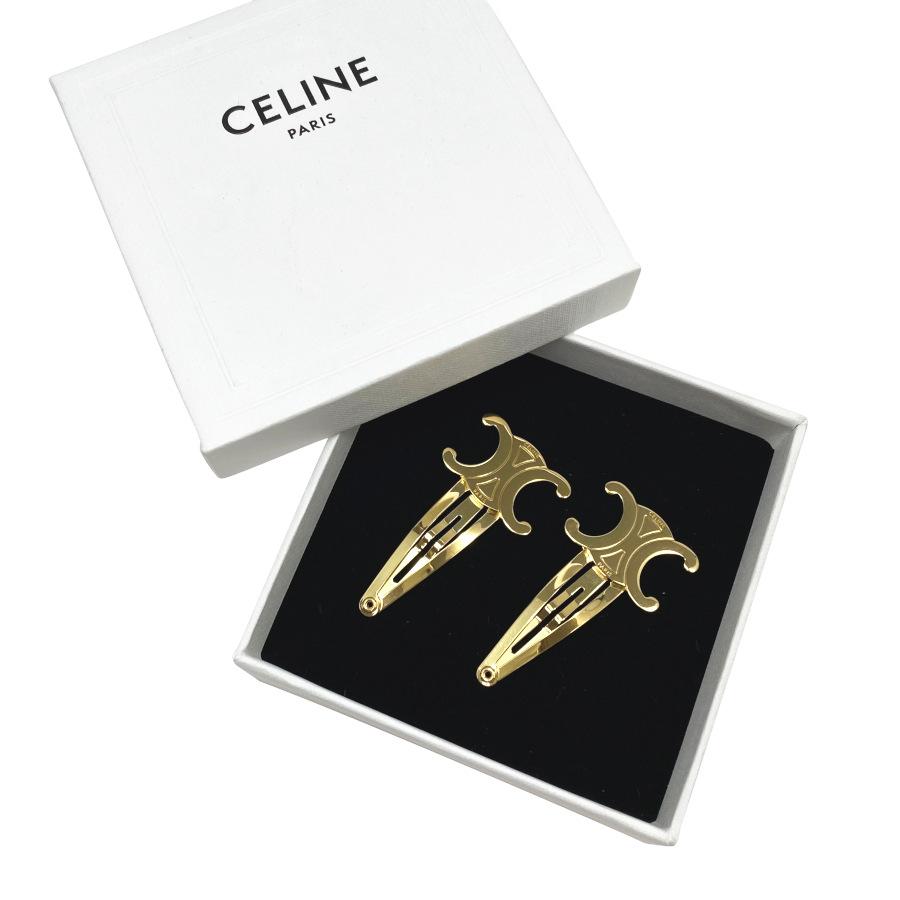CELINE セリーヌスナップヘアクリップ ゴールドフィニッシュ CELINE（セリーヌ） 【新品】セリーヌ スナップ ヘアクリップ 2つ