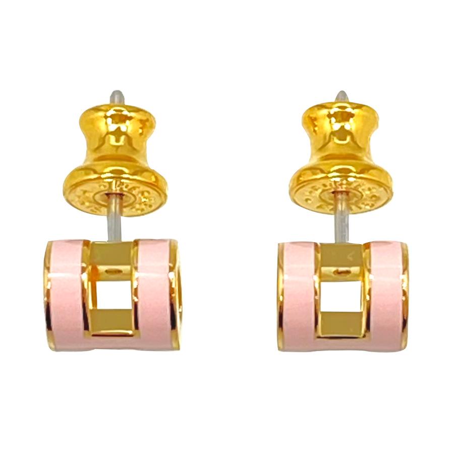 新品 エルメス HERMES 《Mini Pop H》 ピアス ピンクゴールド ポップH