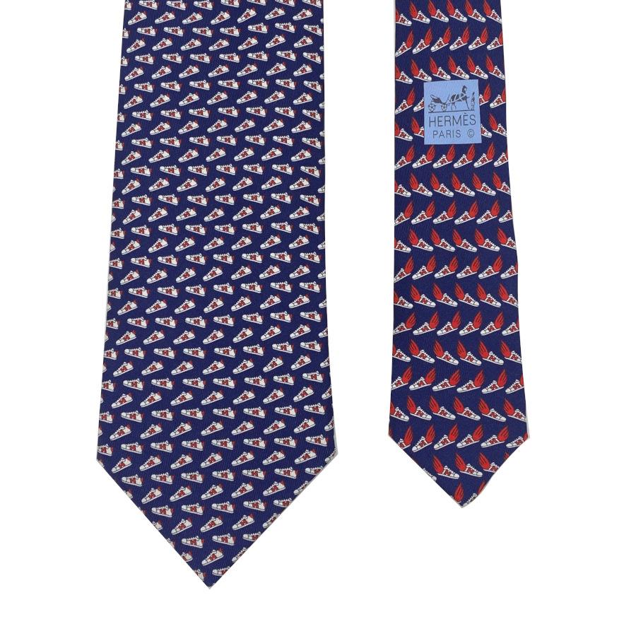 【新品✨】エルメス 総柄 H柄 レッド ライトブルー 箱付き メンズ ネクタイ HERMES（エルメス） 【新品】エルメス ネクタイ シルクツイルタイ