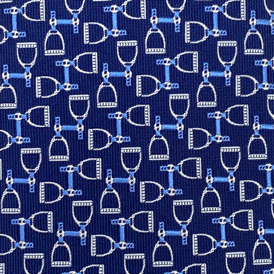 HERMES ネクタイ MARINE HERMES Silk Printed Mens Cravate Neck Tie Marine Ciel White