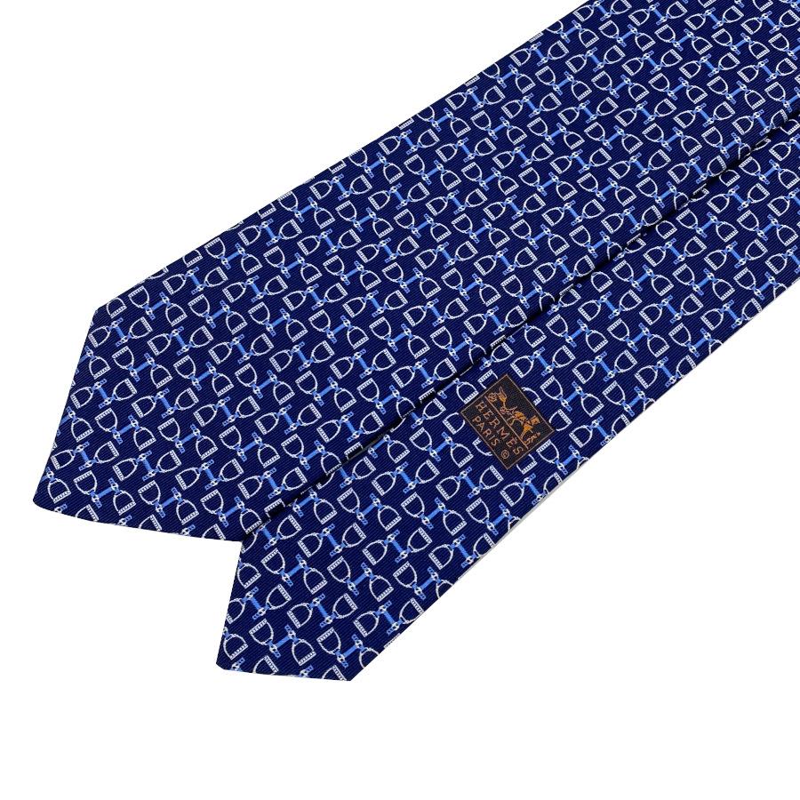 HERMES ネクタイ MARINE HERMES Silk Printed Mens Cravate Neck Tie Marine Ciel White
