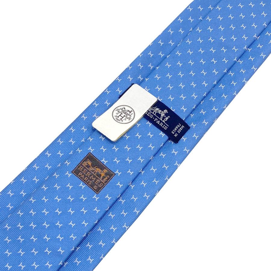 国内完売商品【新品】エルメス HERMES ネクタイ ヘヴィシルクタイ 8CM《ファイン H》ブルー ホワイト 青 白 ギフト プレゼント 男性 メンズ H659290 T07の画像